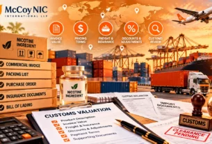 Customs valuation and ingredient shipment documentation.