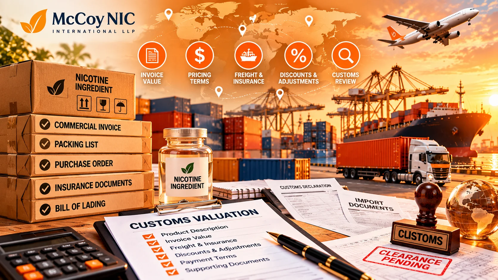 Customs valuation and ingredient shipment documentation.