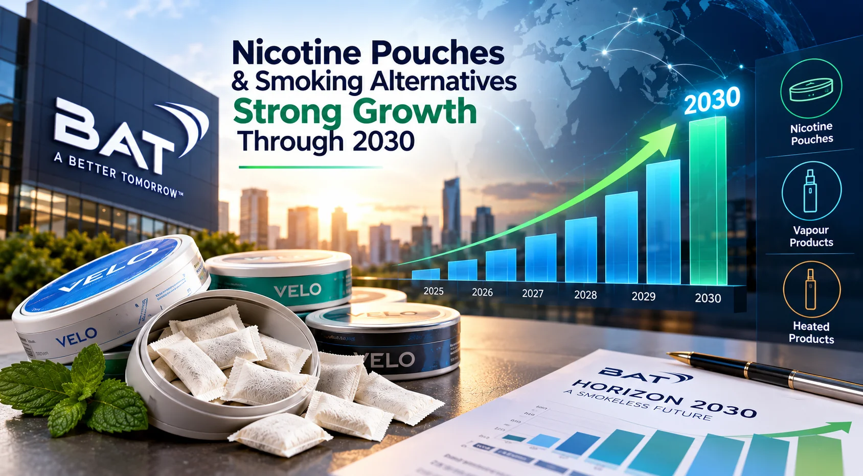 BAT nicotine pouch growth 2030 and smoking alternatives forecast