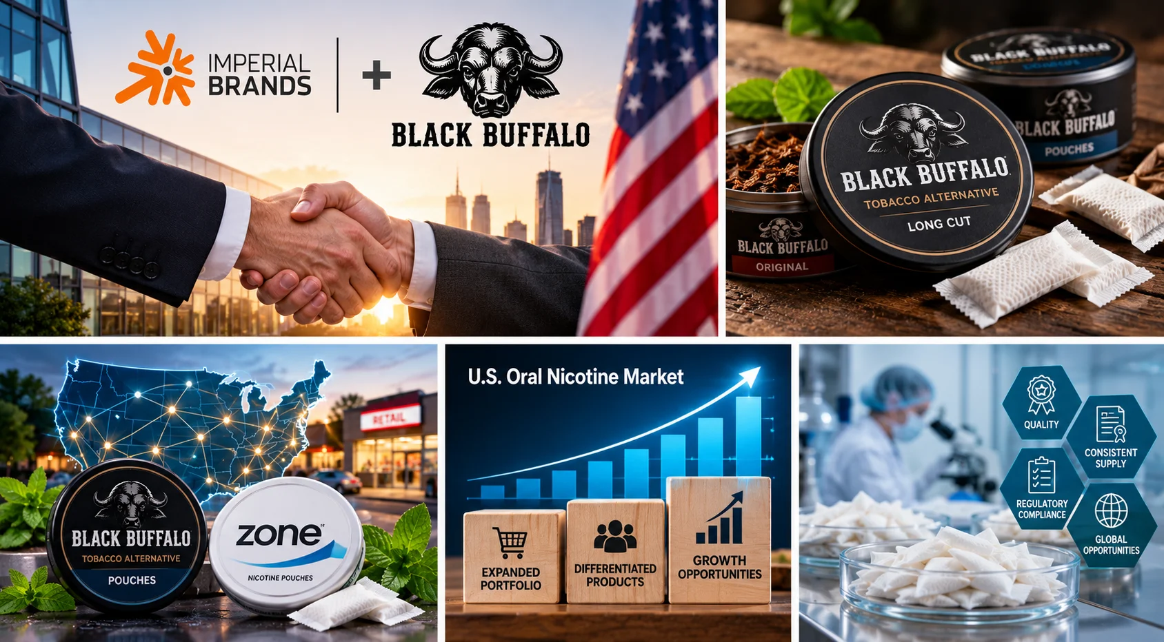 Imperial Brands Black Buffalo acquisition expands U.S. oral portfolio with tobacco-alternative products and nicotine pouches.
