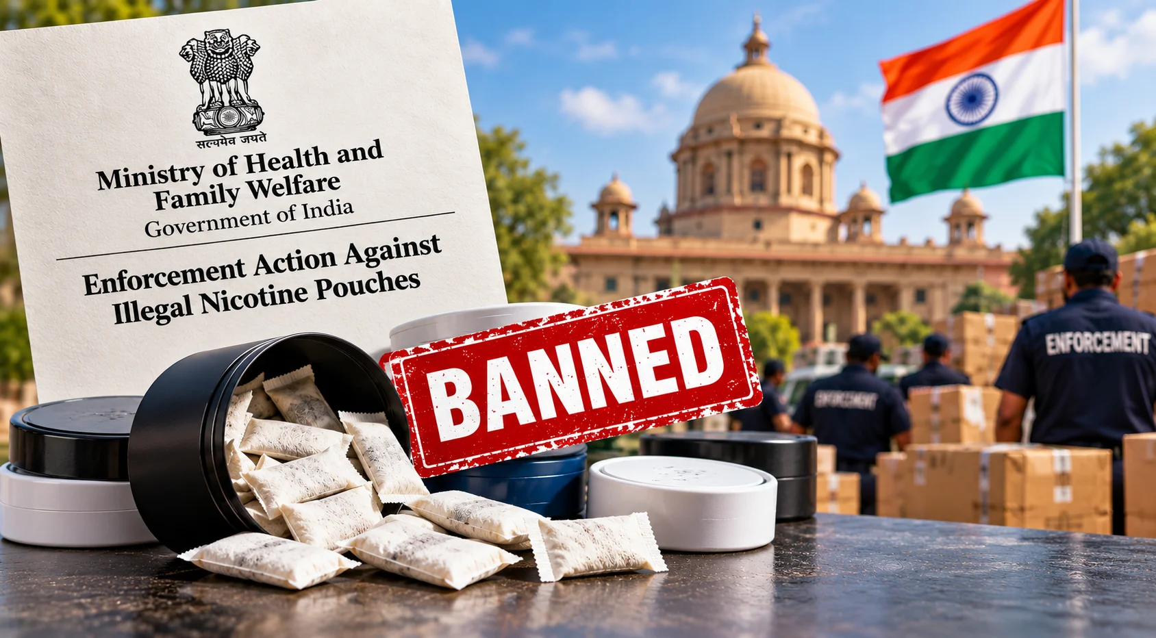 India nicotine pouch crackdown 2026 against illegal nicotine pouches