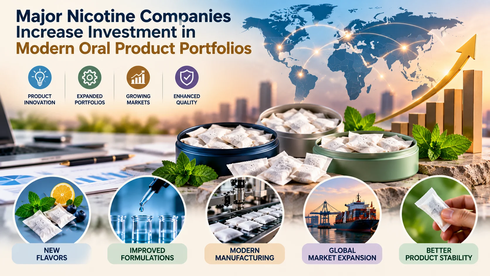 Major nicotine companies increase investment in modern oral product portfolios, focusing on product innovation, expanded portfolios, growing markets and enhanced quality