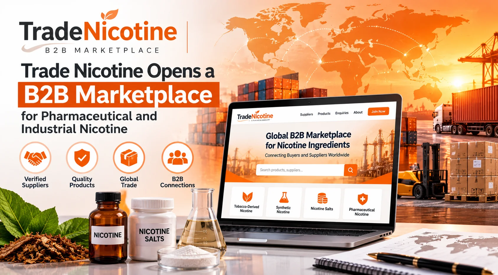 Trade Nicotine B2B nicotine marketplace homepage