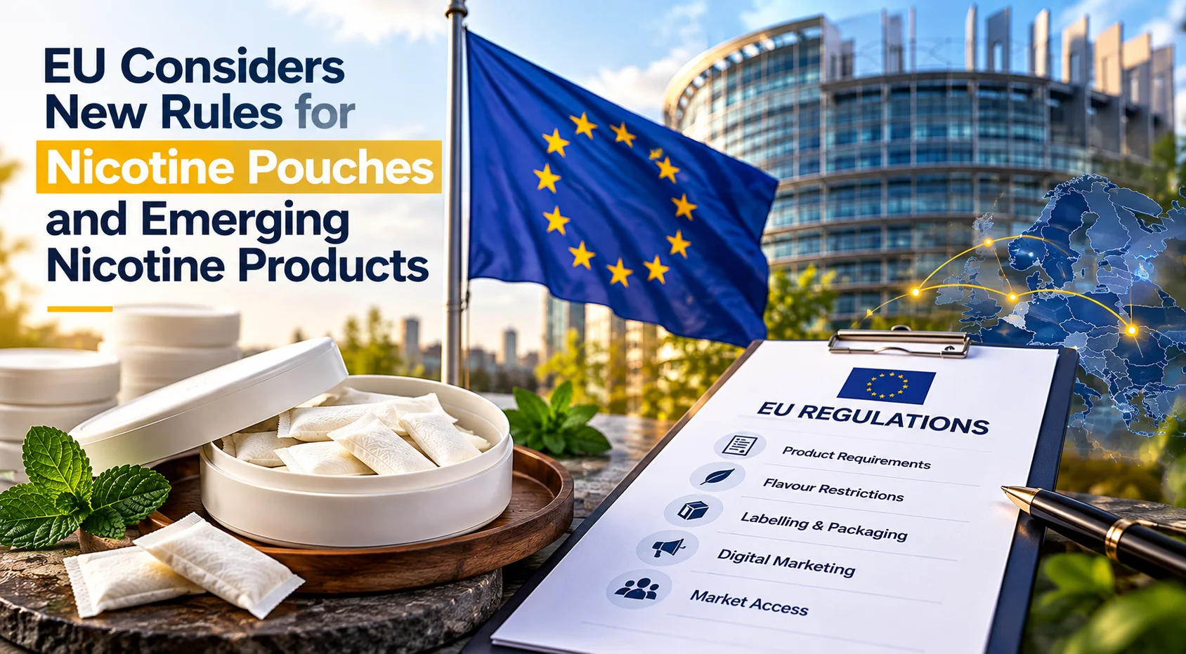 EU nicotine pouch regulations and emerging nicotine products under new regulatory review