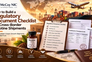 Cross-border nicotine shipment regulatory checklist and global logistics compliance.