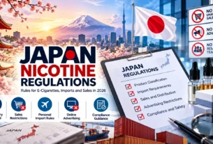 Japan nicotine regulations for e-cigarette sales and imports in 2026.