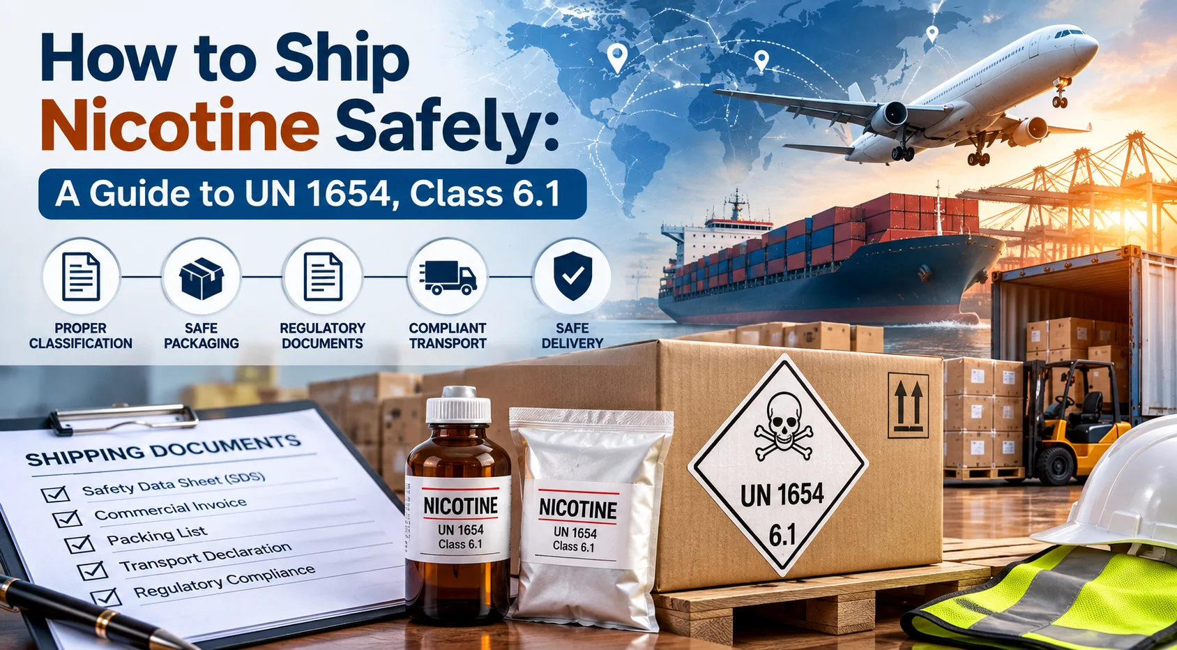 UN 1654 nicotine dangerous goods shipping label Class 6.1