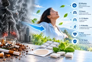 Quitting smoking with improved lung health, nicotine replacement therapy, and a smoking recovery timeline